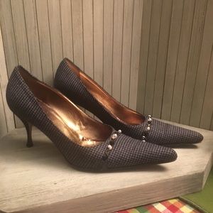 FLAWLESS Beatrice Grey/Black Wool Heels